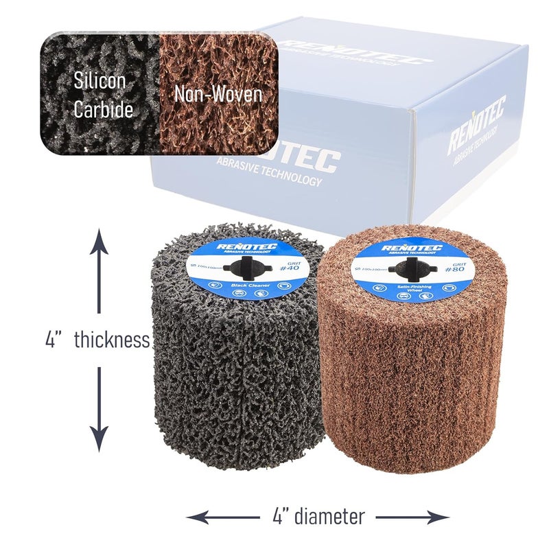 RENOTEC 4" Black Cleaner & Burnishing Wheel Pro Pack, 100x100mm, Grit 40/80/120/180 - Image 4